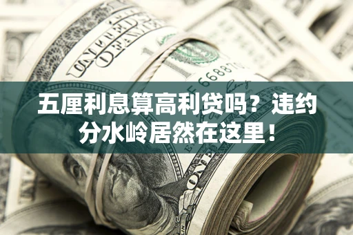武汉五厘利息算高利贷吗？违约分水岭居然在这里！