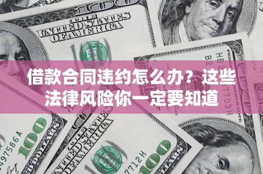 武汉借款合同违约怎么办？这些法律风险你一定要知道