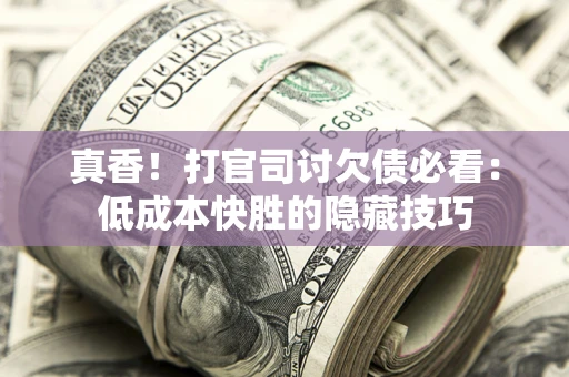 武汉真香！打官司讨欠债必看：低成本快胜的隐藏技巧